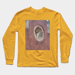 Meditative Corfu Cat: Window View Photography Long Sleeve T-Shirt